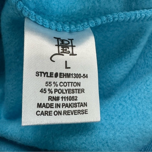 Ed Hardy Flames Skull Tattoo Pullover Sweatshirt Hoodie Turquoise Blue Large NWT - Picture 5 of 9